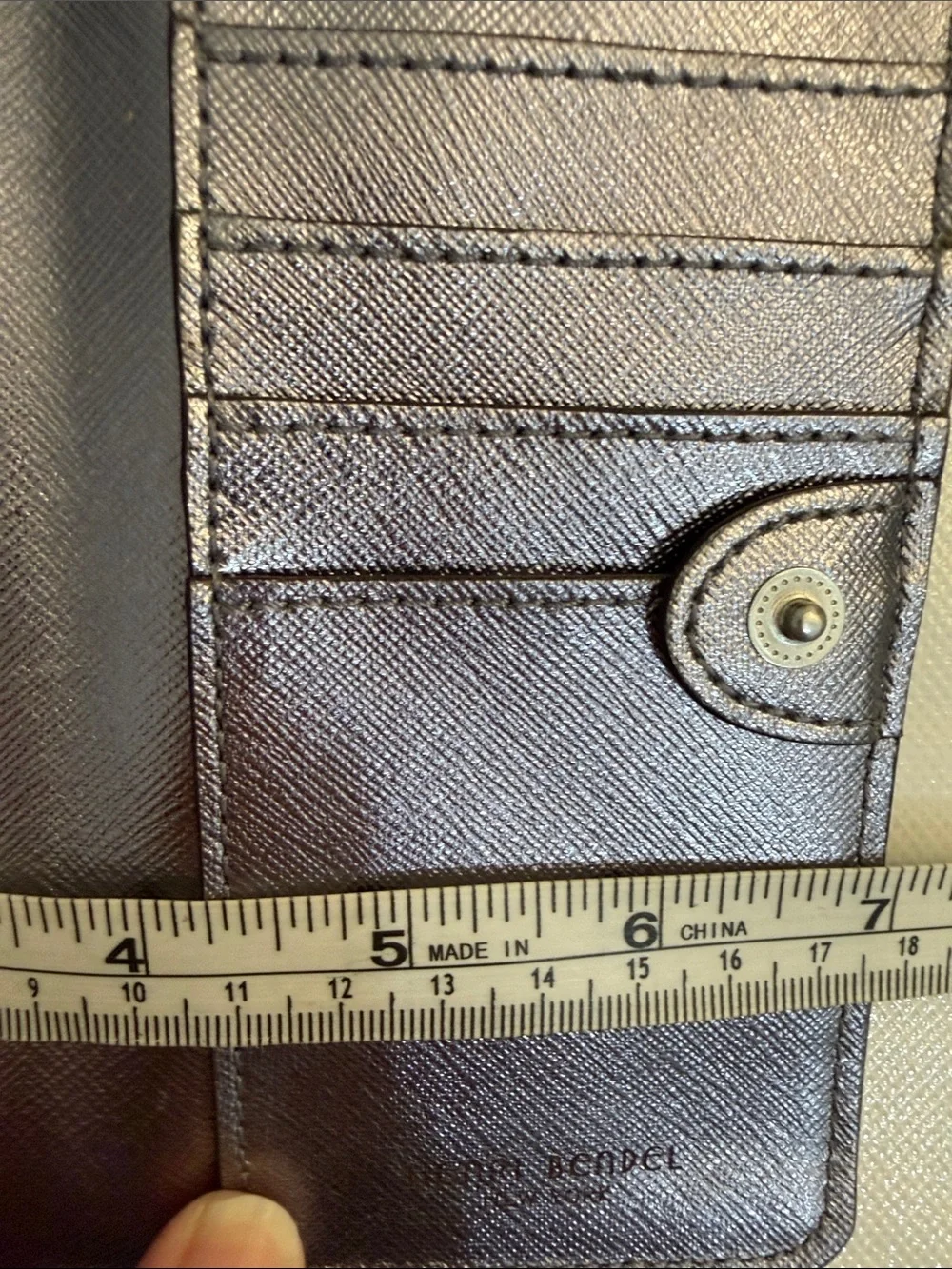 henri bendel Metallic Pewter Fold-Over Wallet